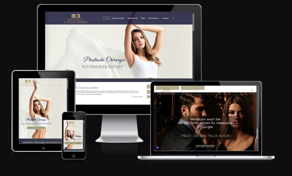 Praxis-Website Plastische Chirurgie m3 Clinic – Prof. Dr. Dr. Felix Koch Wiesbaden