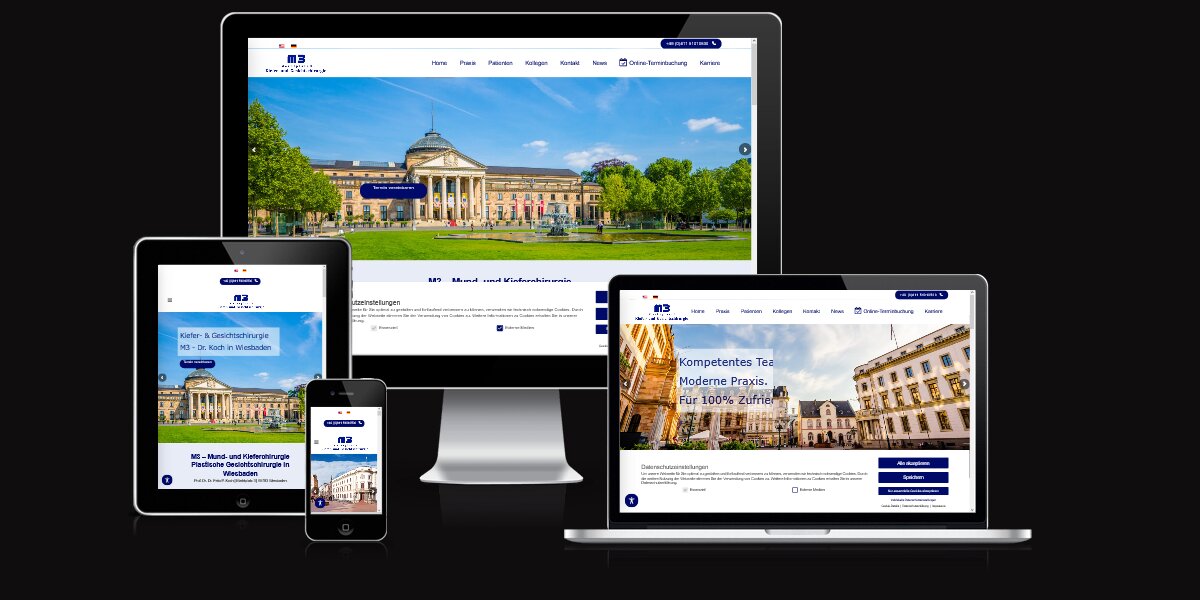 Praxis-Website M3 Mund- und Kieferchirurgie – Prof. Dr. Dr. Felix Koch Wiesbaden